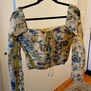 Mango floral puff sleeve top